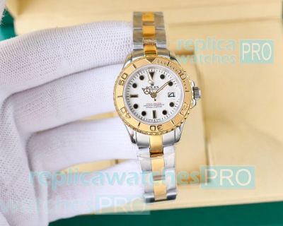 Swiss Grade Rolex Women Yacht-master 29mm Copy Watch 2-Tone Case